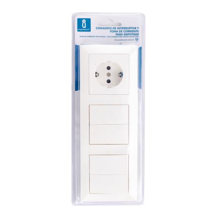 Aigostar - SET 2x Hišno stikalo 2-gumba z vtičnico 1x16A/250V SCHUKO