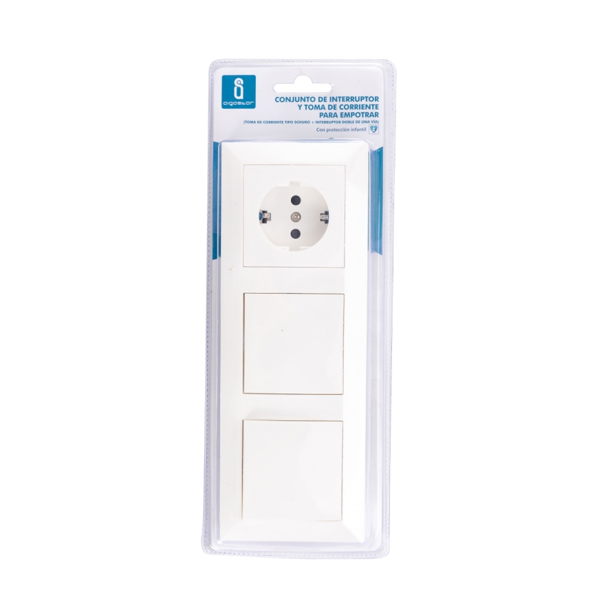 Aigostar - SET 2x Hišno stikalo z vtičnico 1x16A/250V SCHUKO