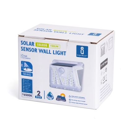 Aigostar - SET 2x LED Zunanja solarna svetilka s senzorjem LED/1,48W/3,7V IP65