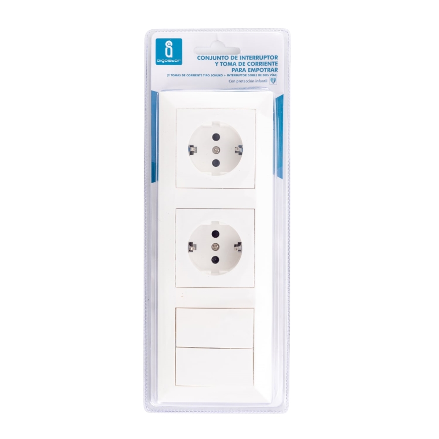 Aigostar - SET 2x Vtičnica s stikalom 2x16A/250V SCHUKO