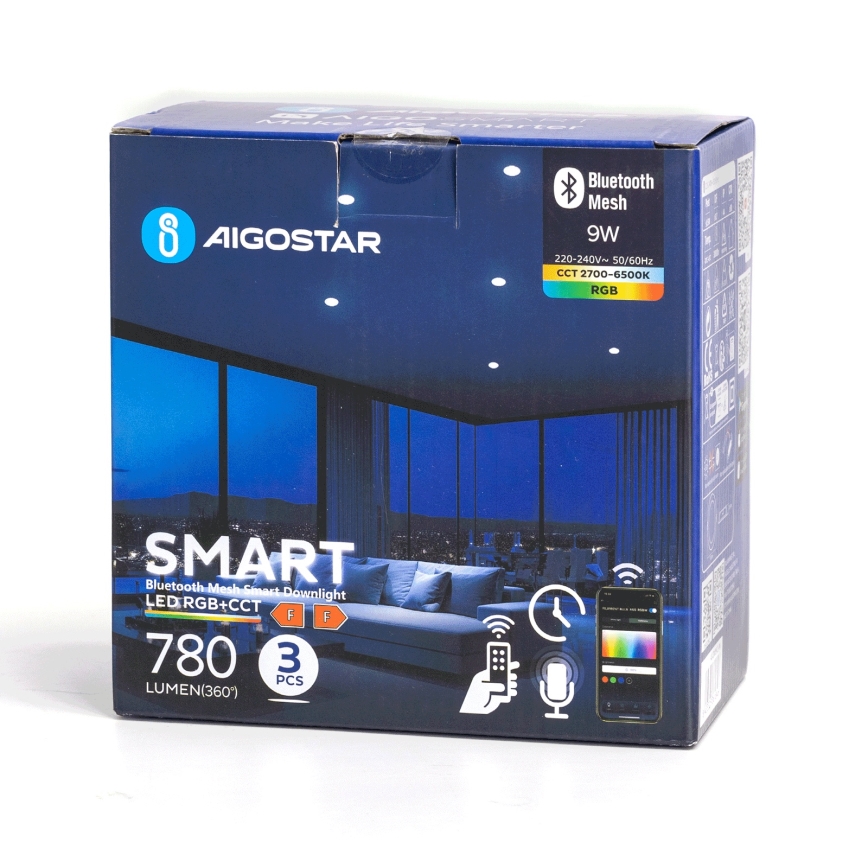 Aigostar - SET 3x LED RGB Zatemnitvena vgradna svetilka MESH LED/9W/230V 2700K-6500K pr. 14,5cm