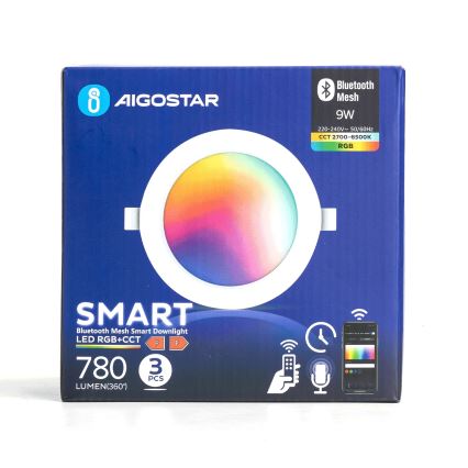 Aigostar - SET 3x LED RGB Zatemnitvena vgradna svetilka MESH LED/9W/230V 2700K-6500K pr. 14,5cm