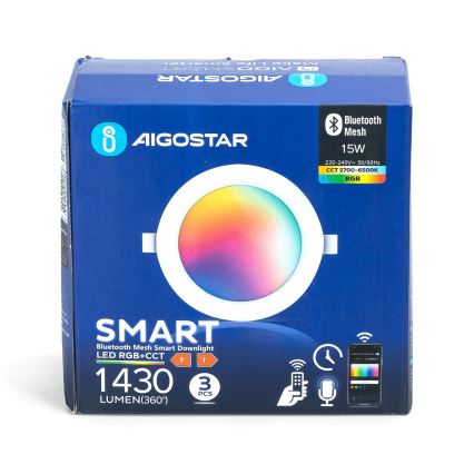 Aigostar - SET 3x LED RGBW Zatemnitvena vgradna svetilka MESH LED/15W/230V 2700K-6500K pr. 17cm