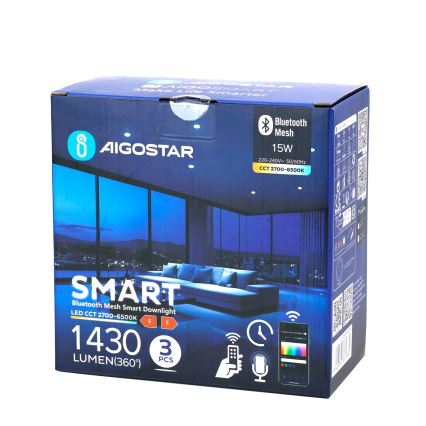 Aigostar - SET 3x LED Zatemnitvena vgradna svetilka MESH LED/15W/230V 2700K-6500K pr. 17cm
