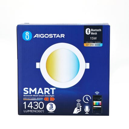 Aigostar - SET 3x LED Zatemnitvena vgradna svetilka MESH LED/15W/230V 2700K-6500K pr. 17cm