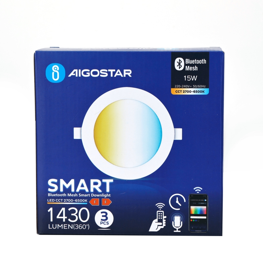 Aigostar - SET 3x LED Zatemnitvena vgradna svetilka MESH LED/15W/230V 2700K-6500K pr. 17cm