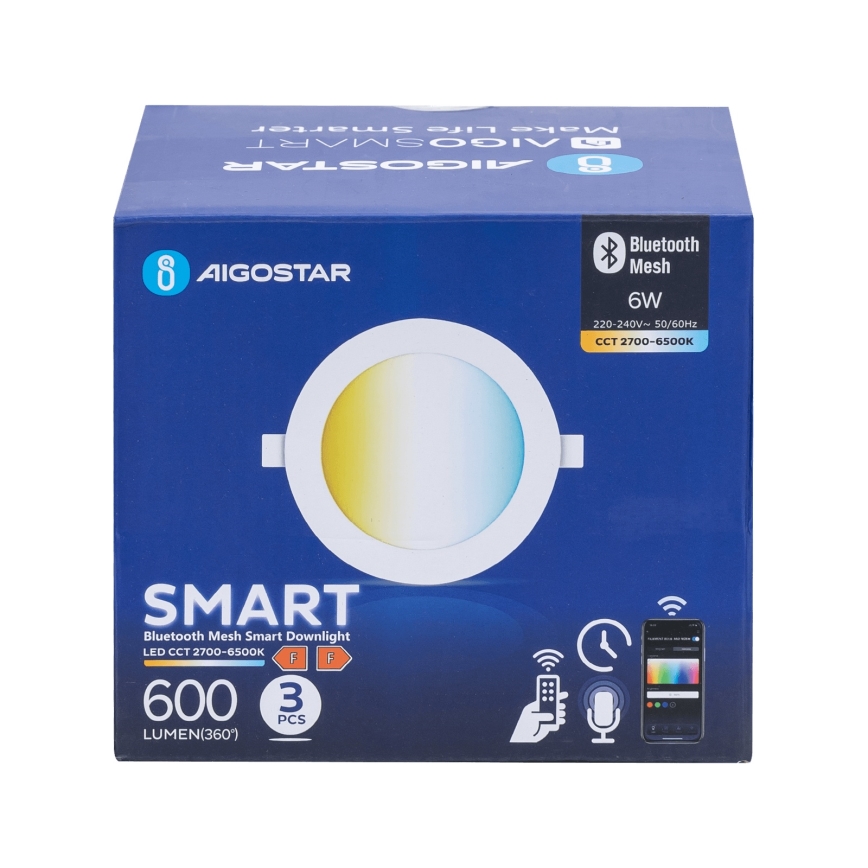 Aigostar - SET 3x LED Zatemnitvena vgradna svetilka MESH LED/6W/230V 2700K-6500K pr. 11,5cm