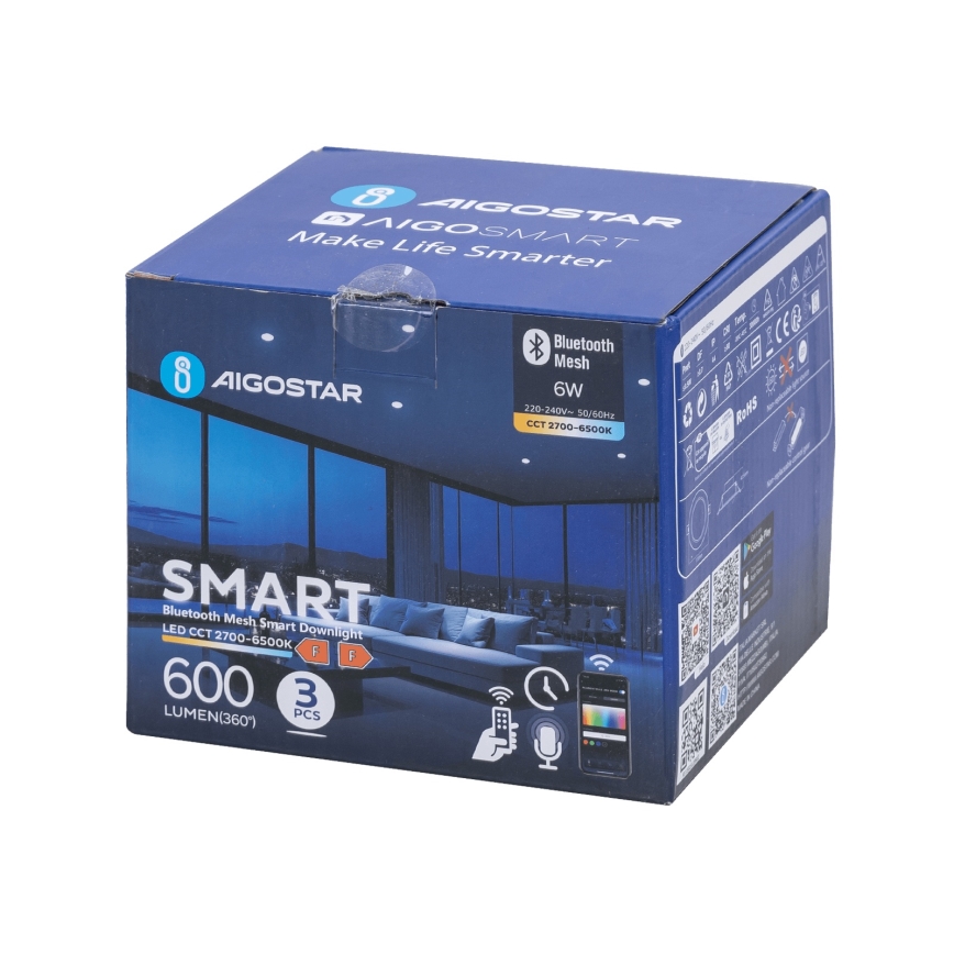 Aigostar - SET 3x LED Zatemnitvena vgradna svetilka MESH LED/6W/230V 2700K-6500K pr. 11,5cm