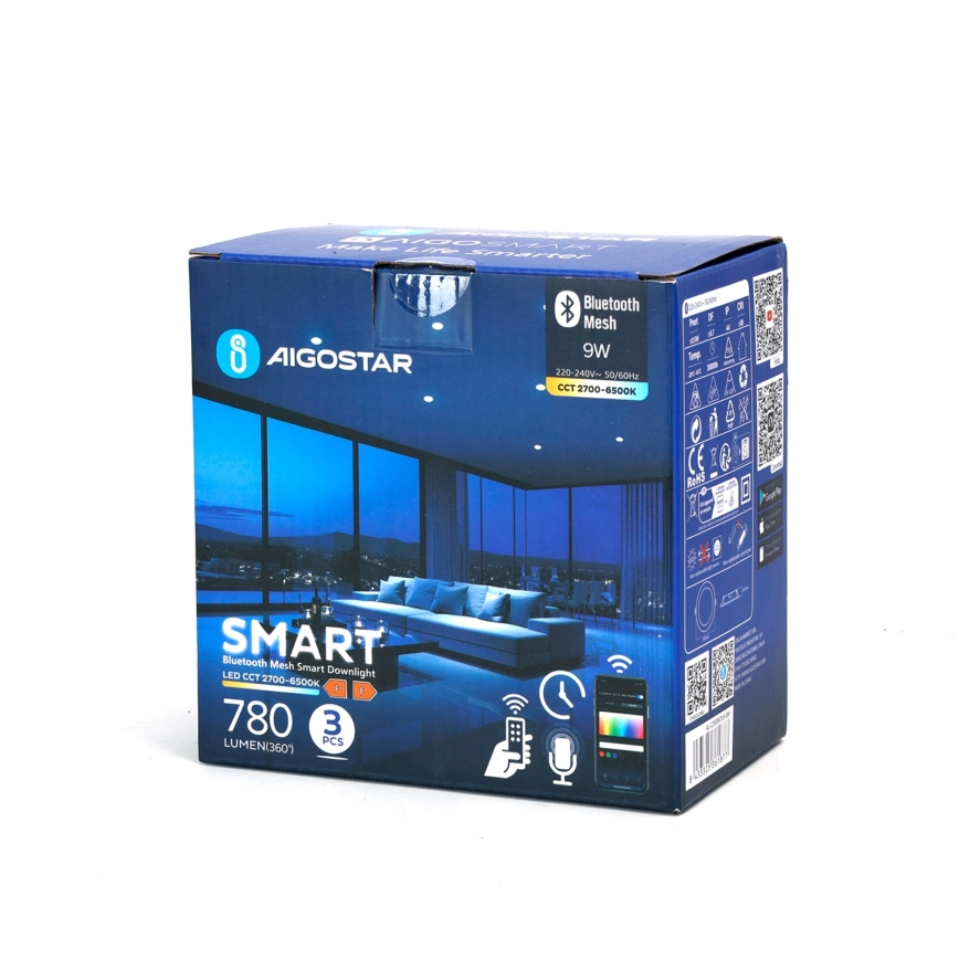 Aigostar - SET 3x LED Zatemnitvena vgradna svetilka MESH LED/9W/230V 2700K-6500K pr. 14,5 cm