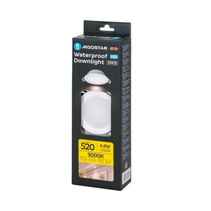 Aigostar - SET 3x LED Zunanja vgradna svetilka LED/4,8W/230V 3000K IP65 bela