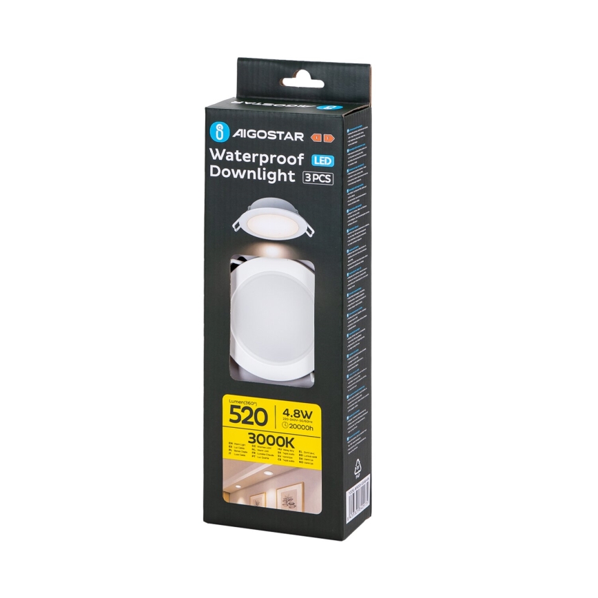 Aigostar - SET 3x LED Zunanja vgradna svetilka LED/4,8W/230V 3000K IP65 bela