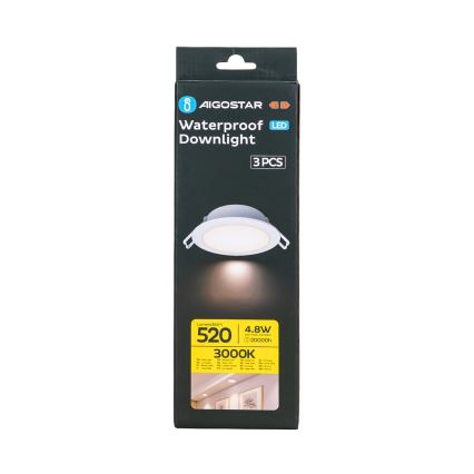 Aigostar - SET 3x LED Zunanja vgradna svetilka LED/4,8W/230V 3000K IP65 bela