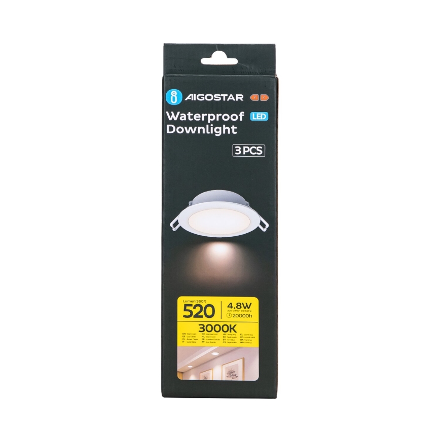 Aigostar - SET 3x LED Zunanja vgradna svetilka LED/4,8W/230V 3000K IP65 bela