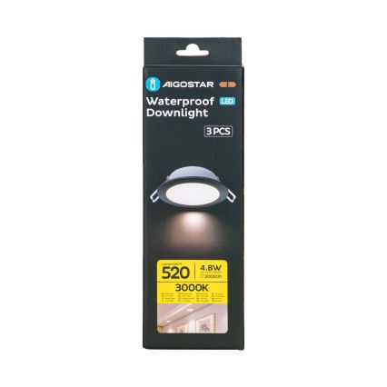 Aigostar - SET 3x LED Zunanja vgradna svetilka LED/4,8W/230V 3000K IP65 črna
