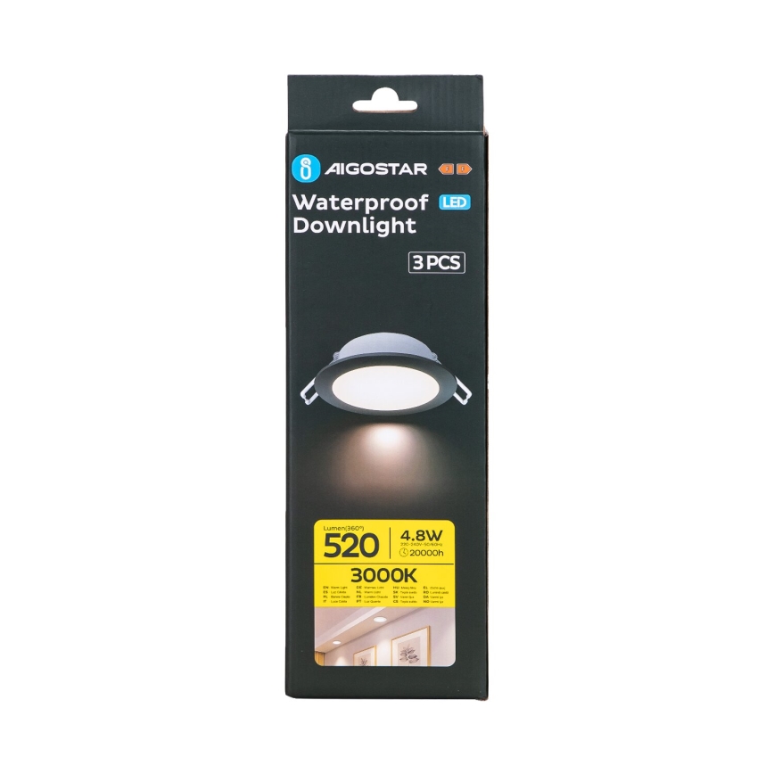 Aigostar - SET 3x LED Zunanja vgradna svetilka LED/4,8W/230V 3000K IP65 črna
