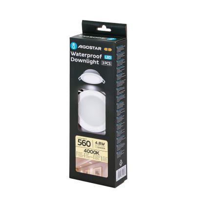 Aigostar - SET 3x LED Zunanja vgradna svetilka LED/4,8W/230V 4000K IP65 bela