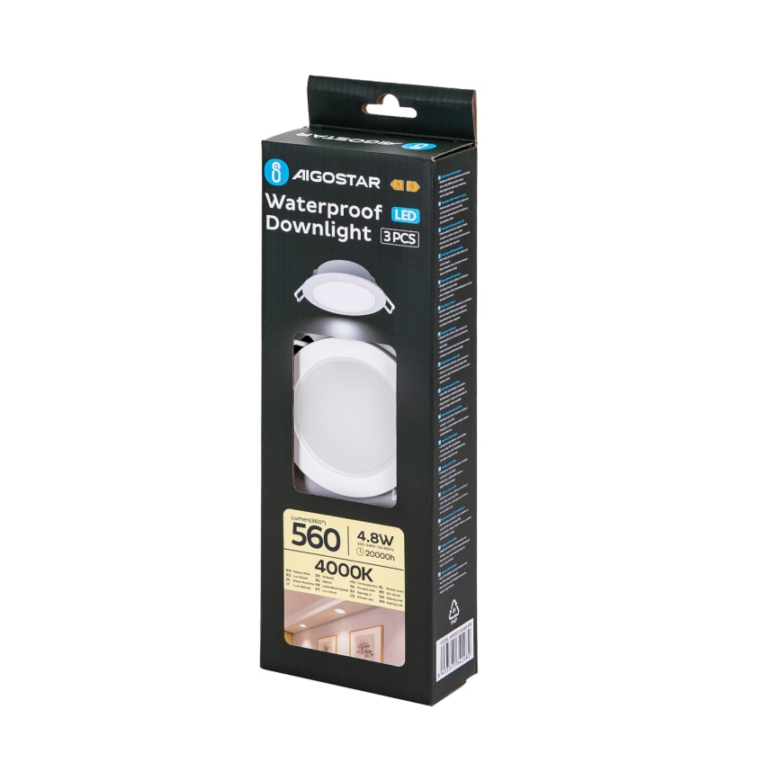 Aigostar - SET 3x LED Zunanja vgradna svetilka LED/4,8W/230V 4000K IP65 bela