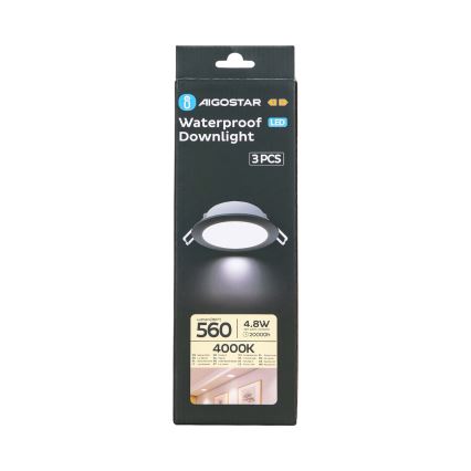 Aigostar - SET 3x LED Zunanja vgradna svetilka LED/4,8W/230V 4000K IP65 črna