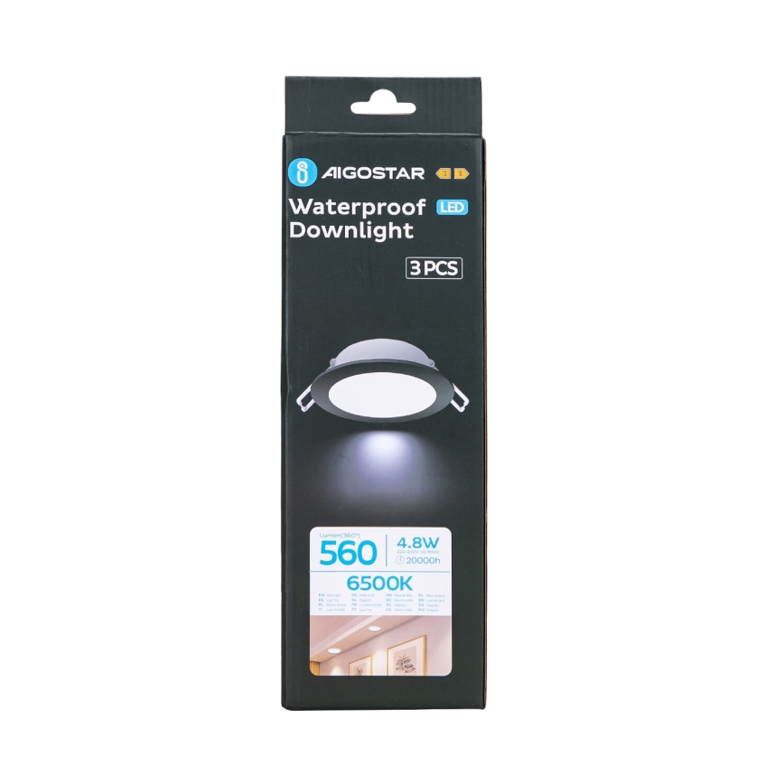 Aigostar - SET 3x LED Zunanja vgradna svetilka LED/4,8W/230V 6500K IP65 črna