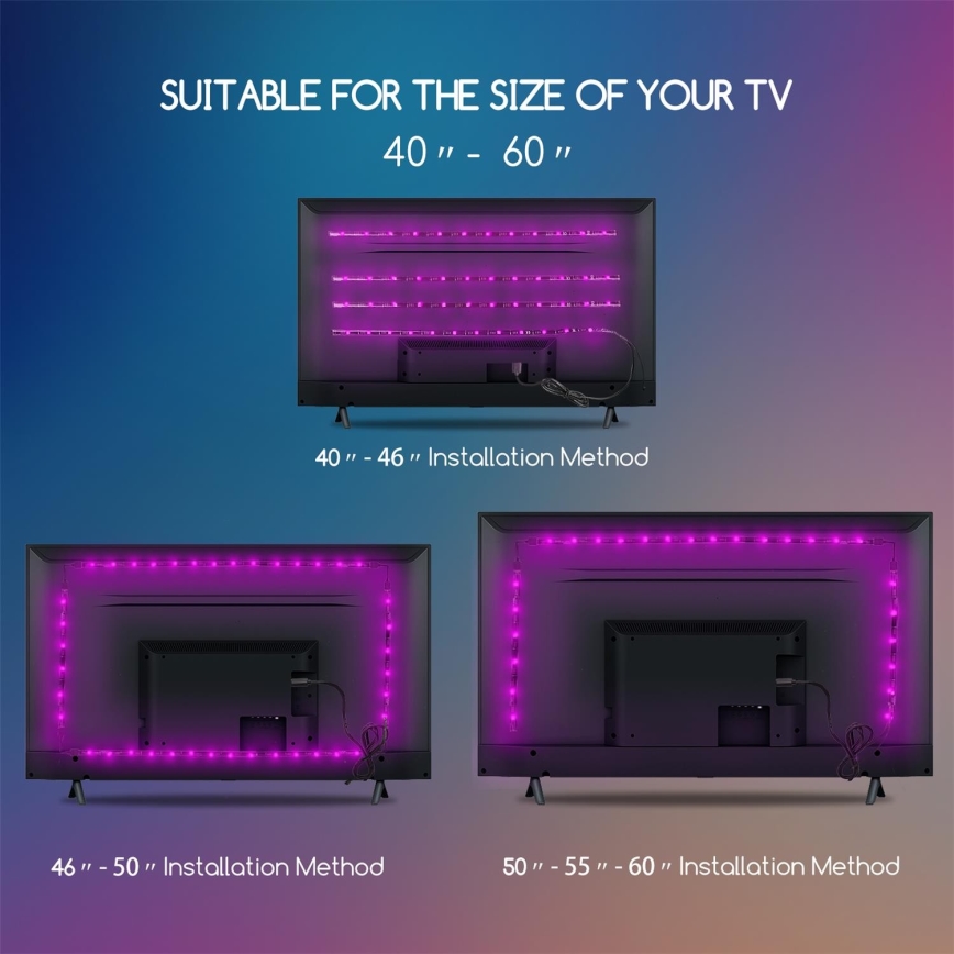 Aigostar - SET 4x LED RGB Zatemnitveni trak 0,5m LED/2,5W/5V IP65 + Daljinski upravljalnik