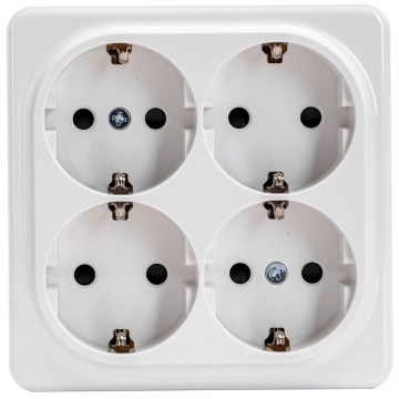 Aigostar - Stenska domača vtičnica SCHUKO, 4 vtičnice, 250V, bela