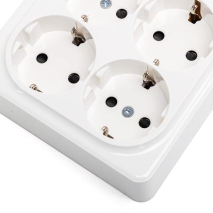 Aigostar - Stenska domača vtičnica SCHUKO, 4 vtičnice, 250V, bela