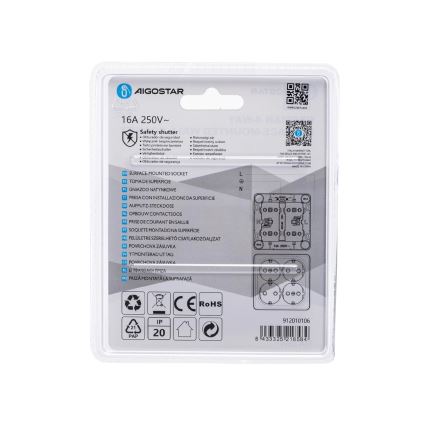 Aigostar - Stenska domača vtičnica SCHUKO, 4 vtičnice, 250V, bela