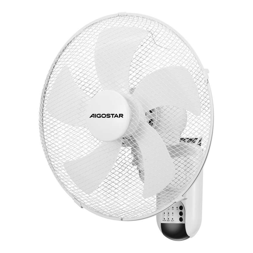 Aigostar -  Stenski ventilator 45W/230V bela + Daljinski upravljalnik