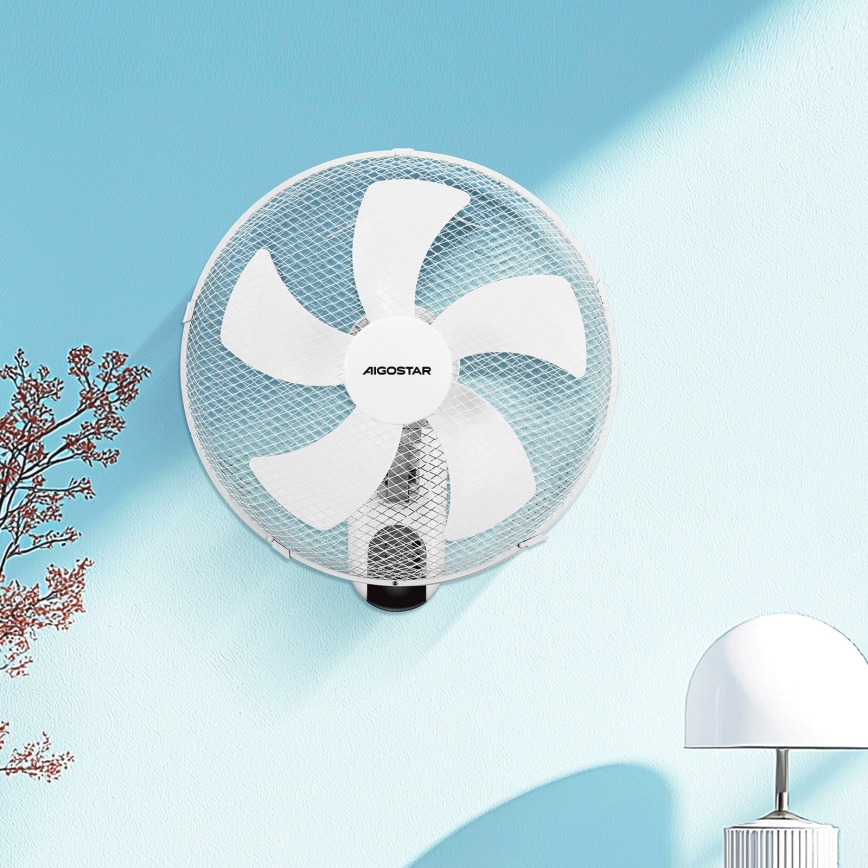 Aigostar -  Stenski ventilator 45W/230V bela + Daljinski upravljalnik