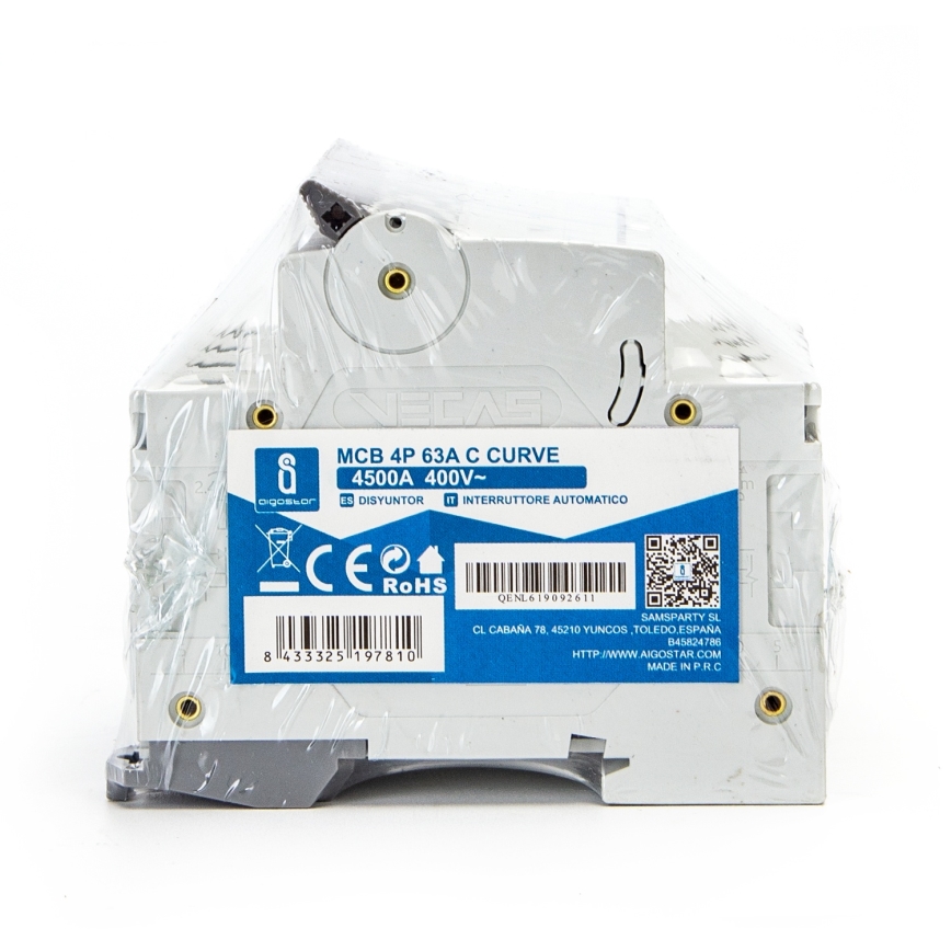 Aigostar - Štiripolni avtomatski odklopnik 4P-63A-C 400V