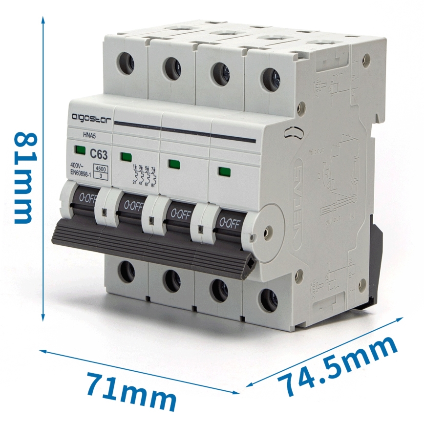 Aigostar - Štiripolni avtomatski odklopnik 4P-63A-C 400V
