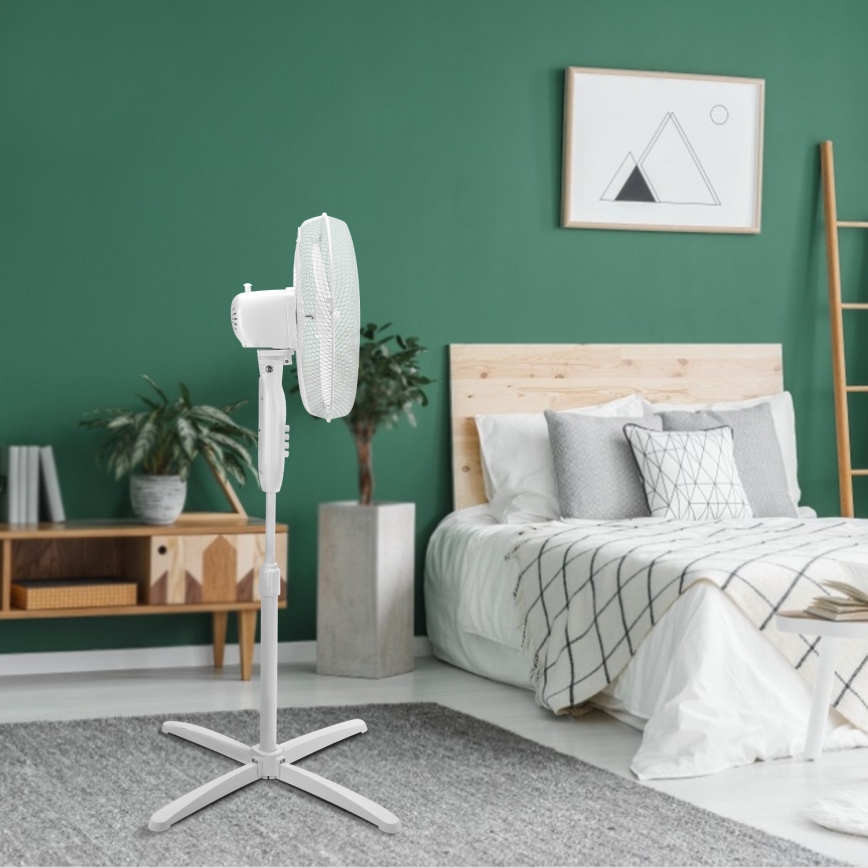 Aigostar - Stojalni ventilator 45 W/230 V, premer 40 cm, bela