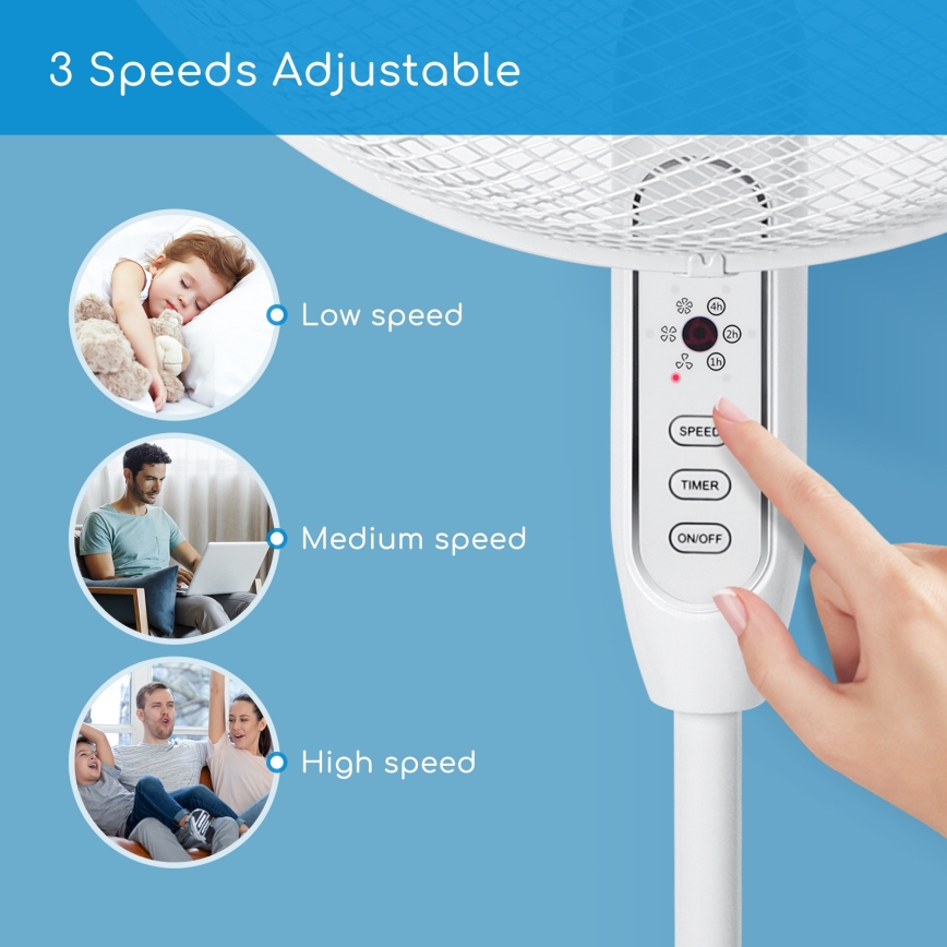 Aigostar - Stoječi ventilator 40W/230V 120 cm bela