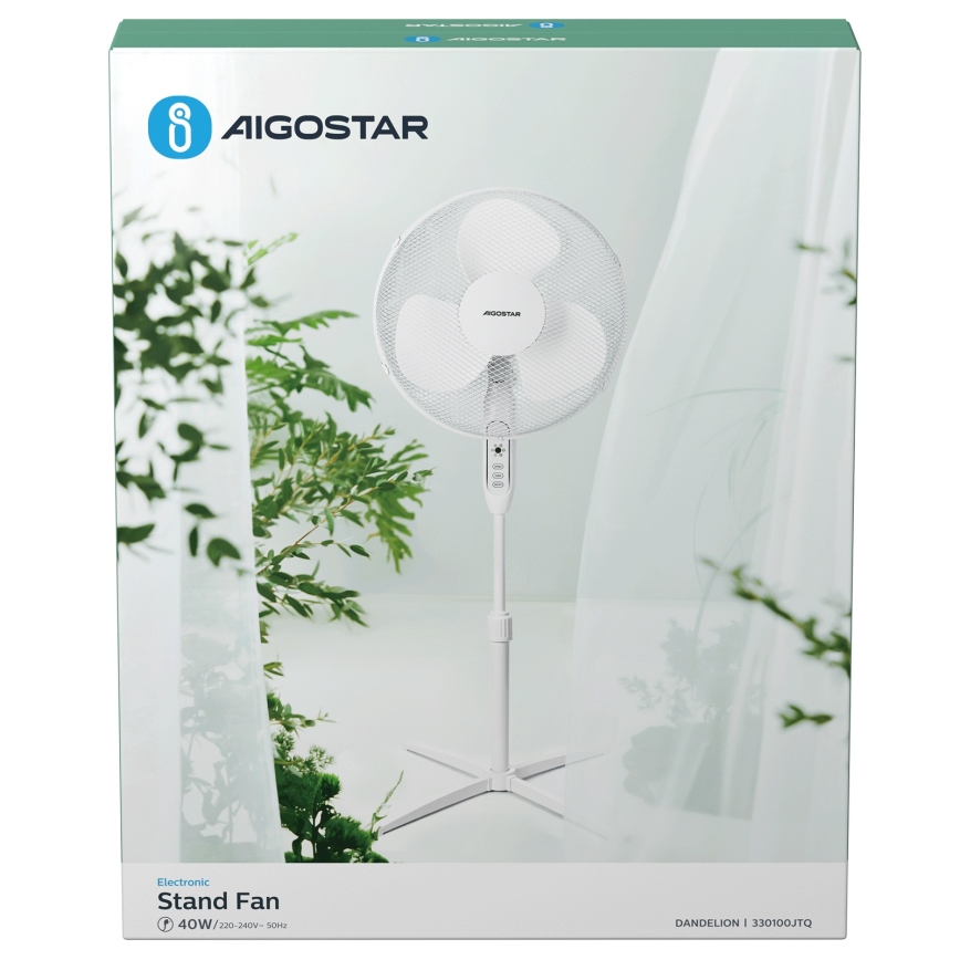 Aigostar - Stoječi ventilator 40W/230V 120 cm bela