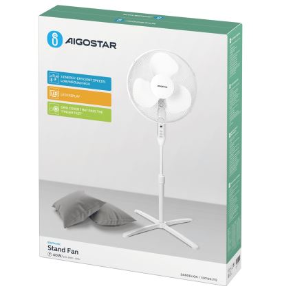 Aigostar - Stoječi ventilator 40W/230V 120 cm bela
