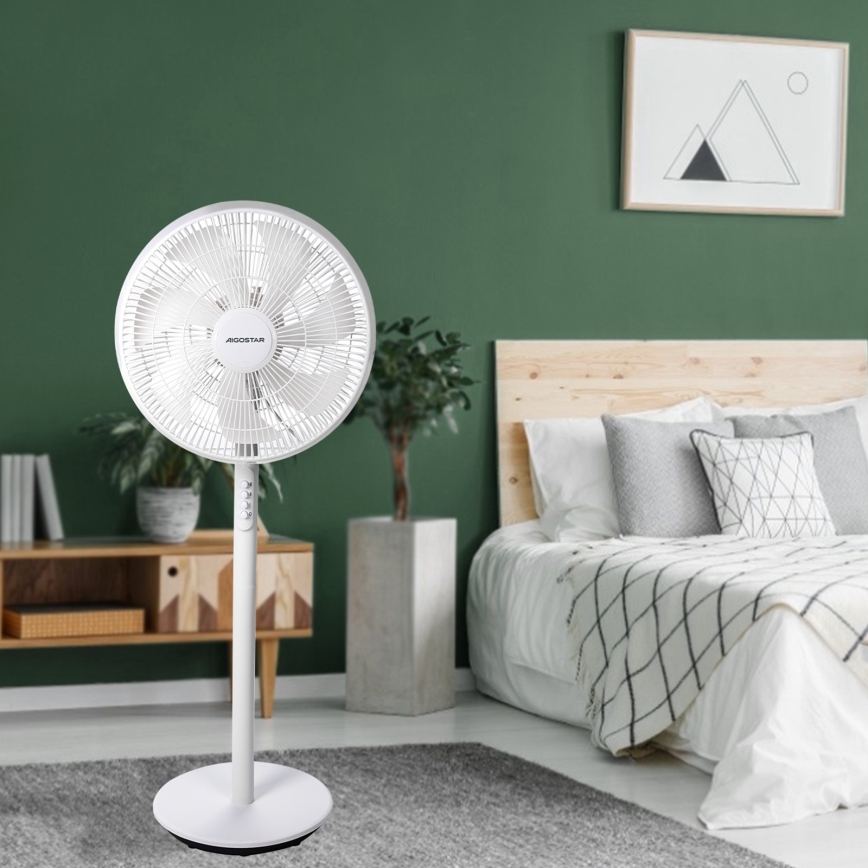 Aigostar - Stoječi ventilator 45W/230V 110 cm bela