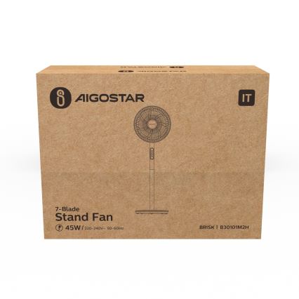 Aigostar - Stoječi ventilator 45W/230V 110 cm bela