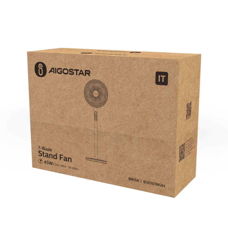 Aigostar - Stoječi ventilator 45W/230V 110 cm bela