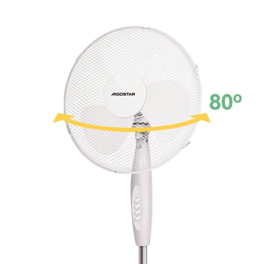 Aigostar - Stoječi ventilator 45W/230V 125 cm bela