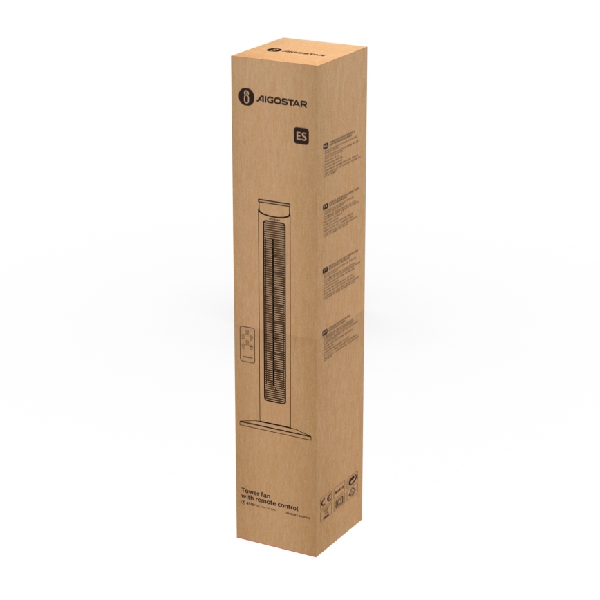 Aigostar - Stoječi ventilator 45W/230V črna + Daljinski upravljalnik