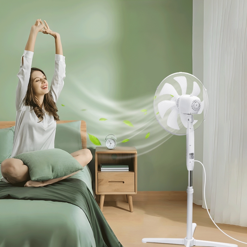 Aigostar - Stoječi ventilator 50W/230V 120 cm bela