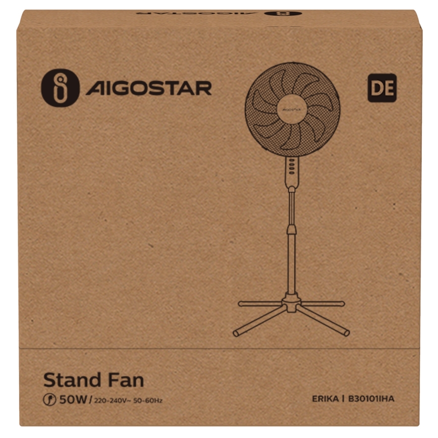 Aigostar - Stoječi ventilator 50W/230V 120 cm bela