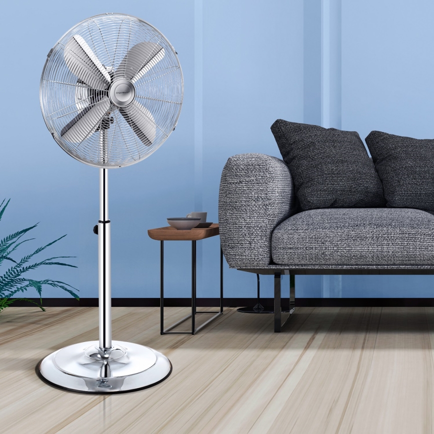 Aigostar - Stoječi ventilator 50W/230V 44,8 cm sijajni krom