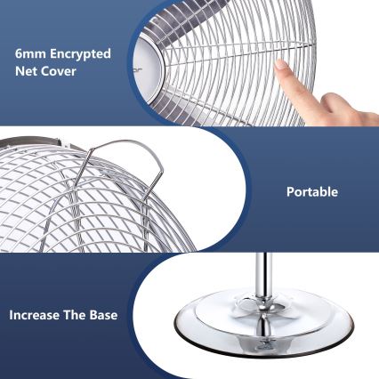 Aigostar - Stoječi ventilator 50W/230V 44,8 cm sijajni krom
