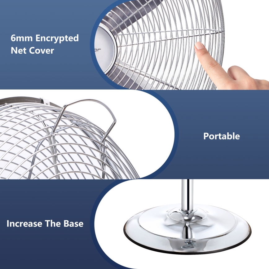 Aigostar - Stoječi ventilator 50W/230V 44,8 cm sijajni krom