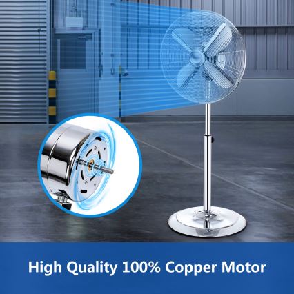Aigostar - Stoječi ventilator 50W/230V 44,8 cm sijajni krom
