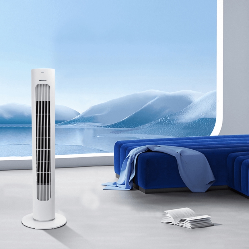Aigostar - Stoječi ventilator 50W/230V bela + Daljinski upravljalnik