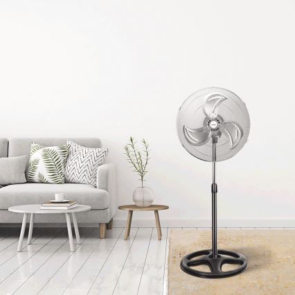 Aigostar - Stoječi ventilator 55W/230V sijajni krom/črna