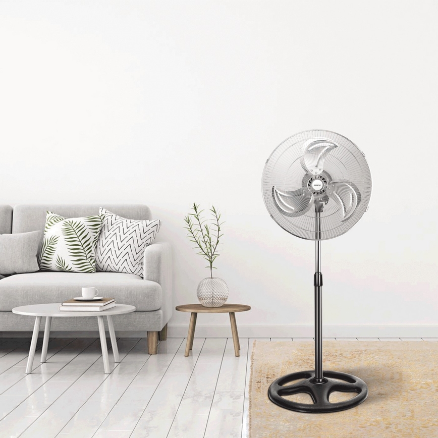 Aigostar - Stoječi ventilator 55W/230V sijajni krom/črna
