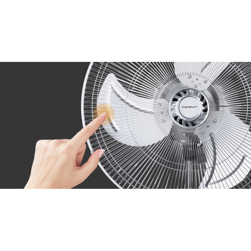Aigostar - Stoječi ventilator 55W/230V sijajni krom/črna